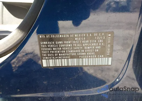 2014 Volkswagen Jetta 2.0L S from USA, damaged, VIN 3VW2K7AJ4EM256582